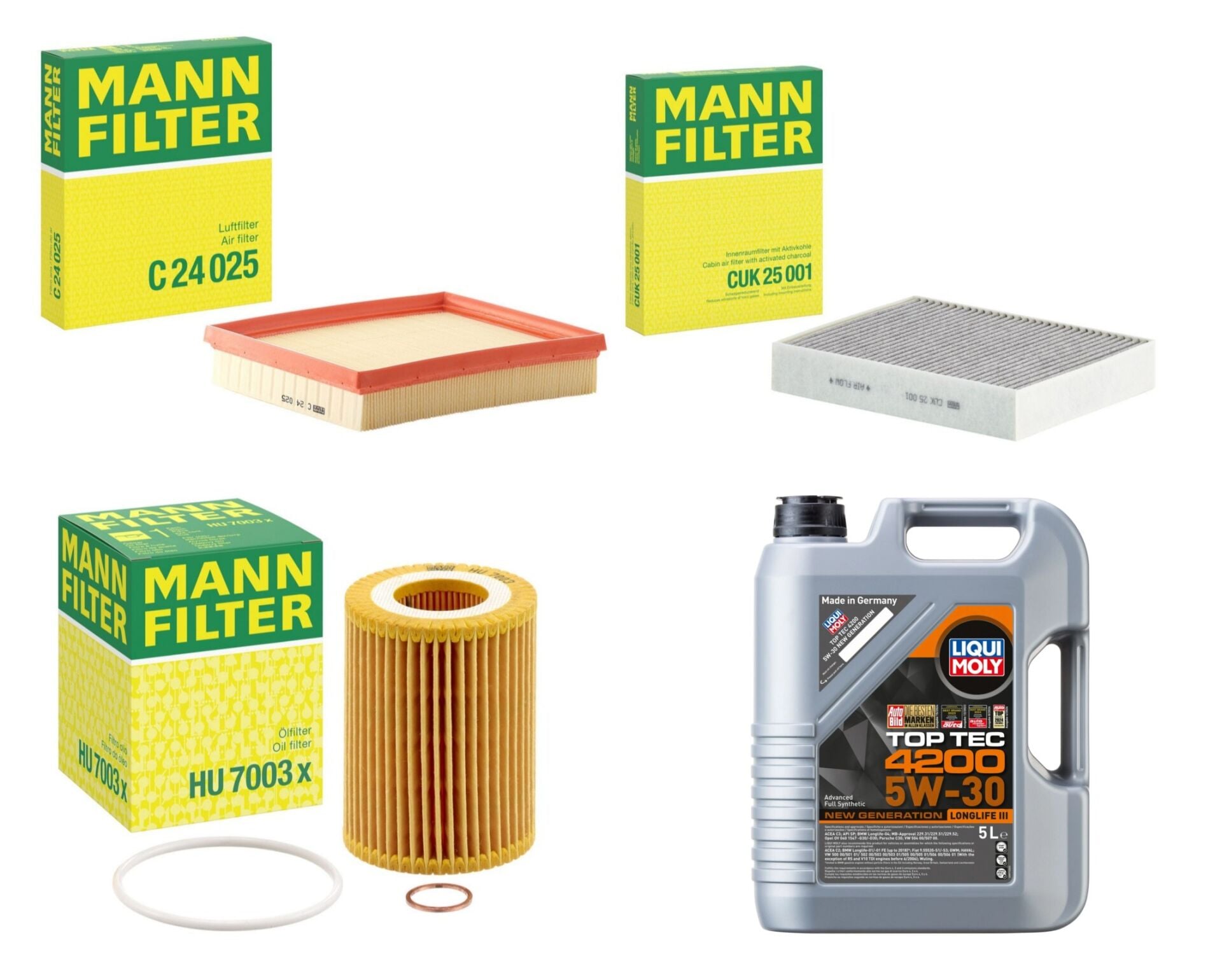 Bmw F30 N13 Yağ Bakım Seti MANN Filtre 10 Bin Bakım Kiti Top Tec 4200 5w30 5 Litre