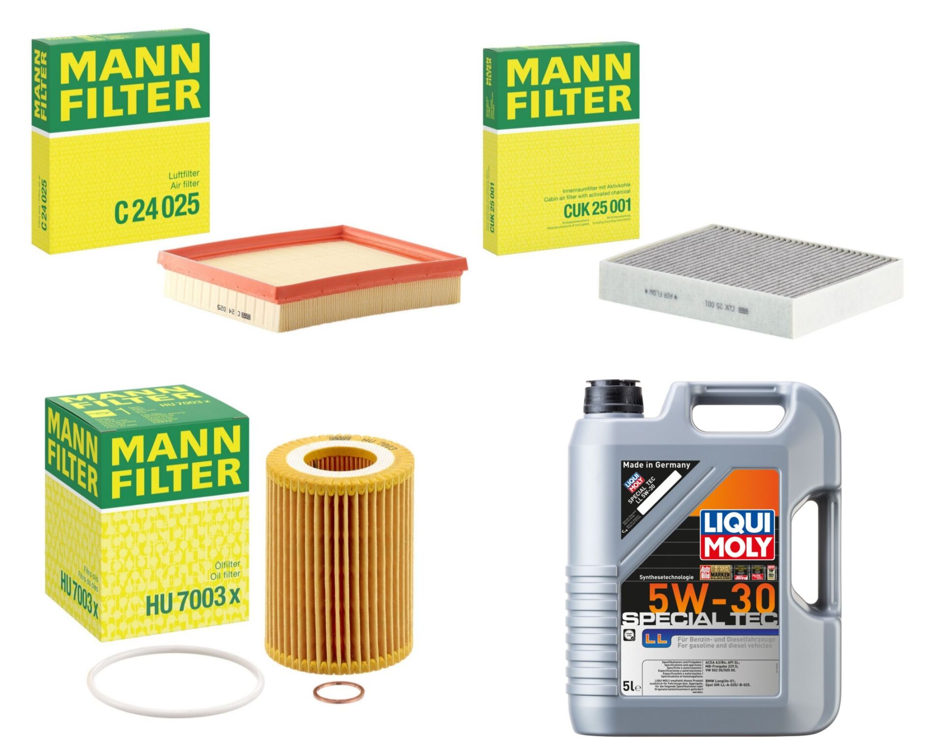 Bmw F30 N13 Yağ Bakım Seti MANN Filtre 10 Bin Bakım Kiti Special Tec LL 5W30 5 Litre
