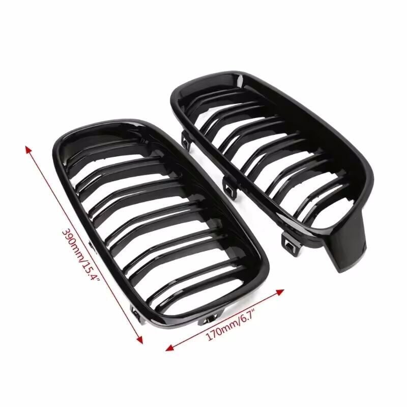 BMW F30 Piano Black Double Slat Grille Set