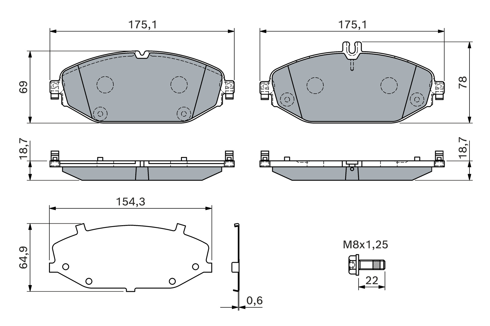Mercedes W205 C 180 Fren Balatası Ön | BOSCH 0986460129