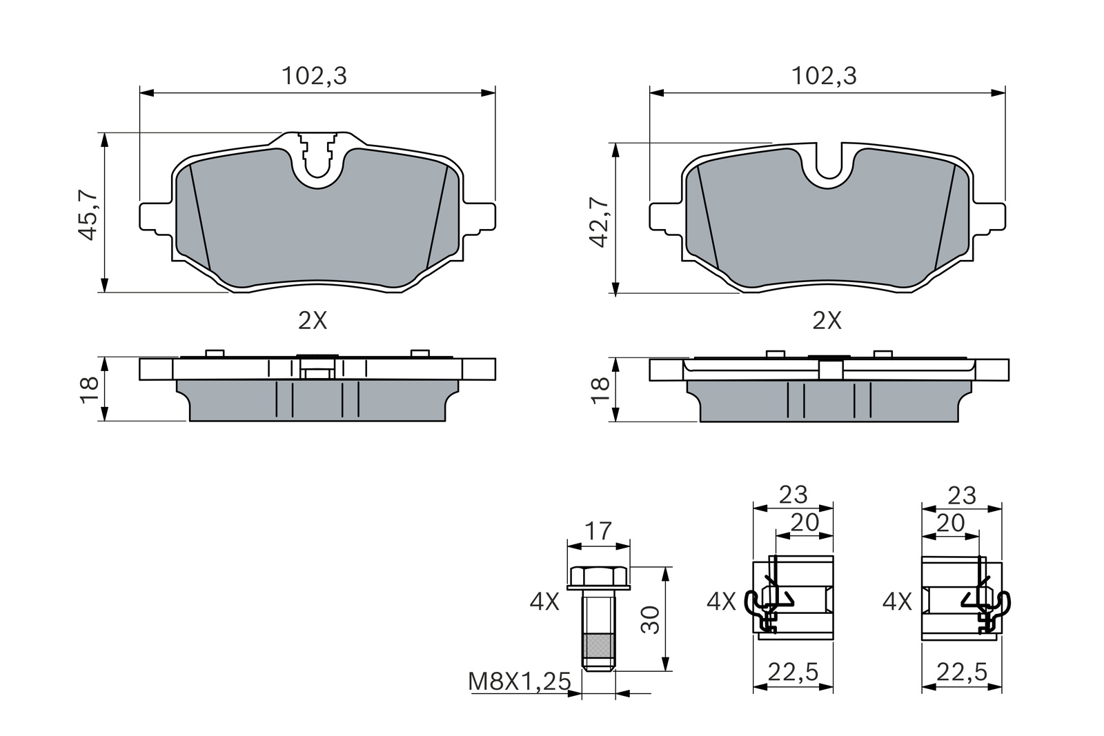 BMW F70 118 Fren Balatası Arka | BOSCH 0986460280