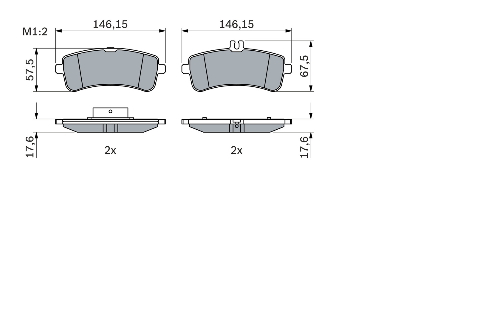 Mercedes W212 E Fren Balatası Arka | BOSCH 0986494763