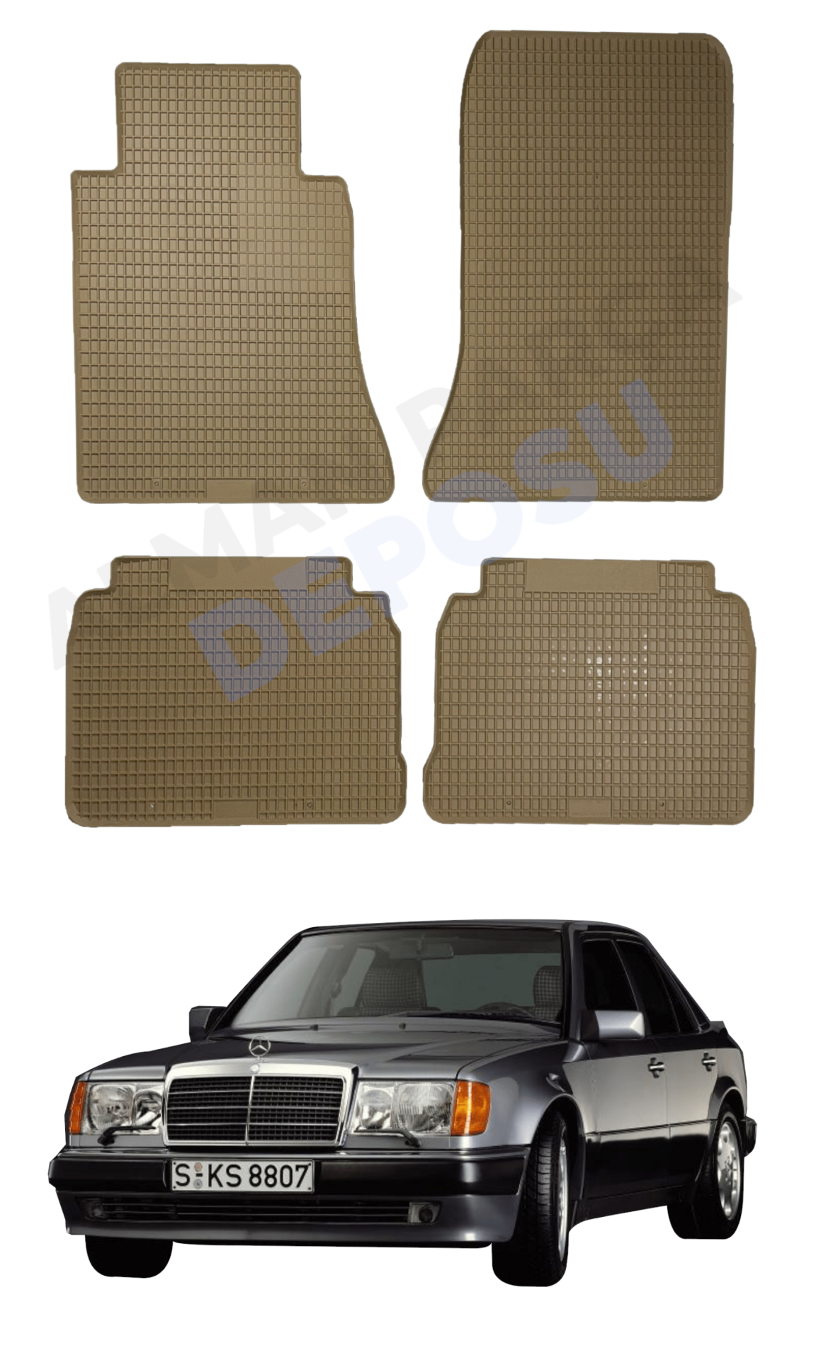 Mercedes W124 Rubber Floor Mat Beige Odorless Original Custom-Cut Schönek