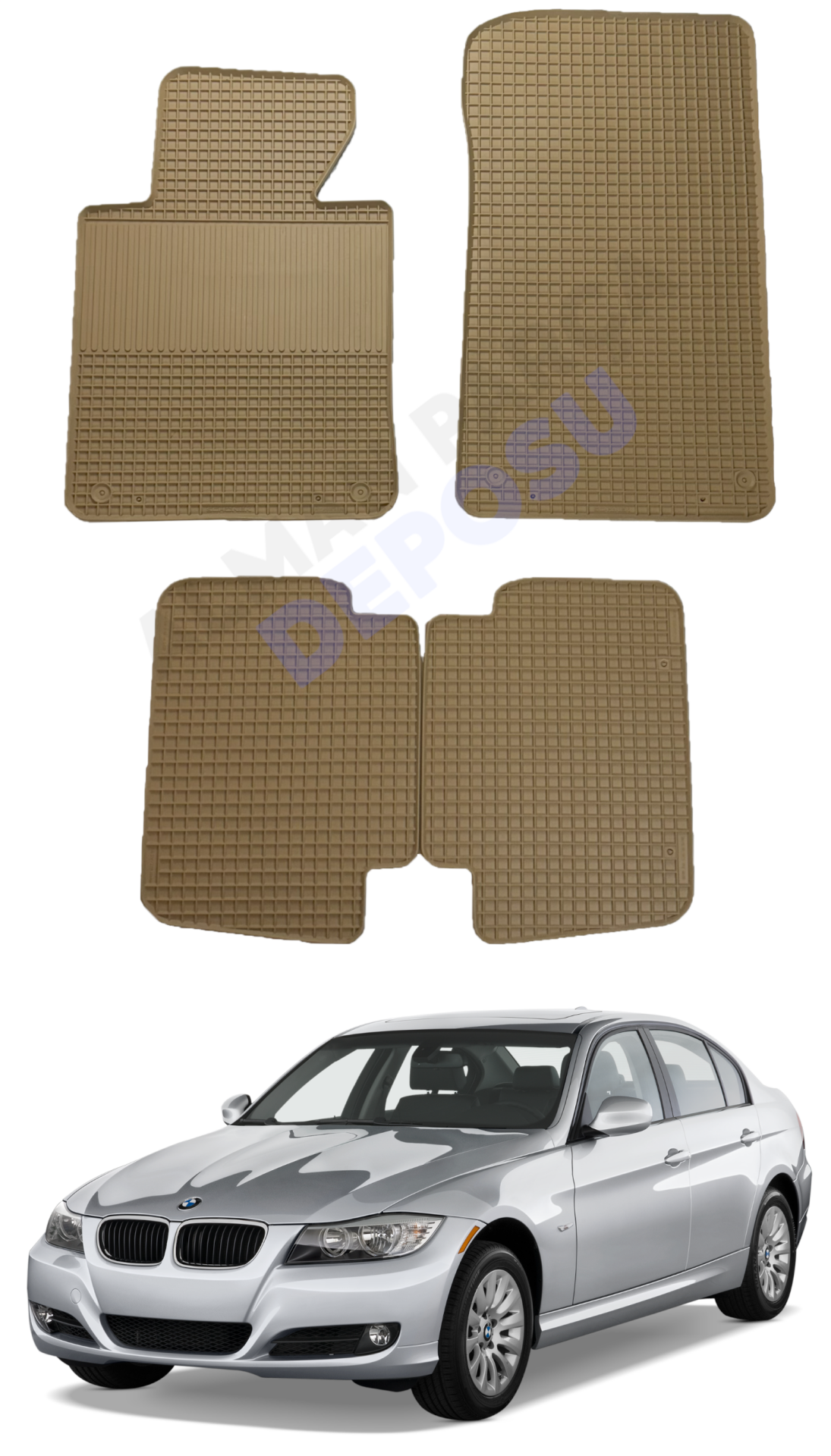 BMW F26 Rubber Floor Mat Beige Odorless Original Custom-Cut Schönek