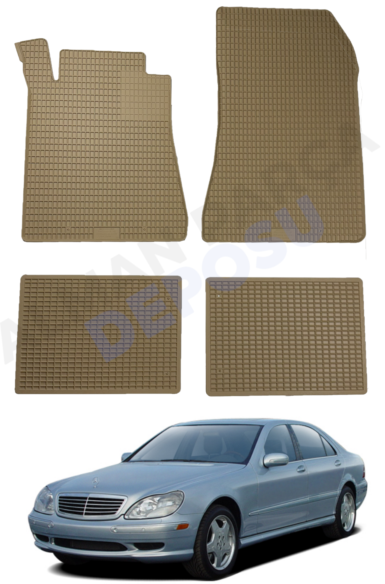 Mercedes W220 Rubber Floor Mat Beige Odorless Original Custom-Cut Schönek