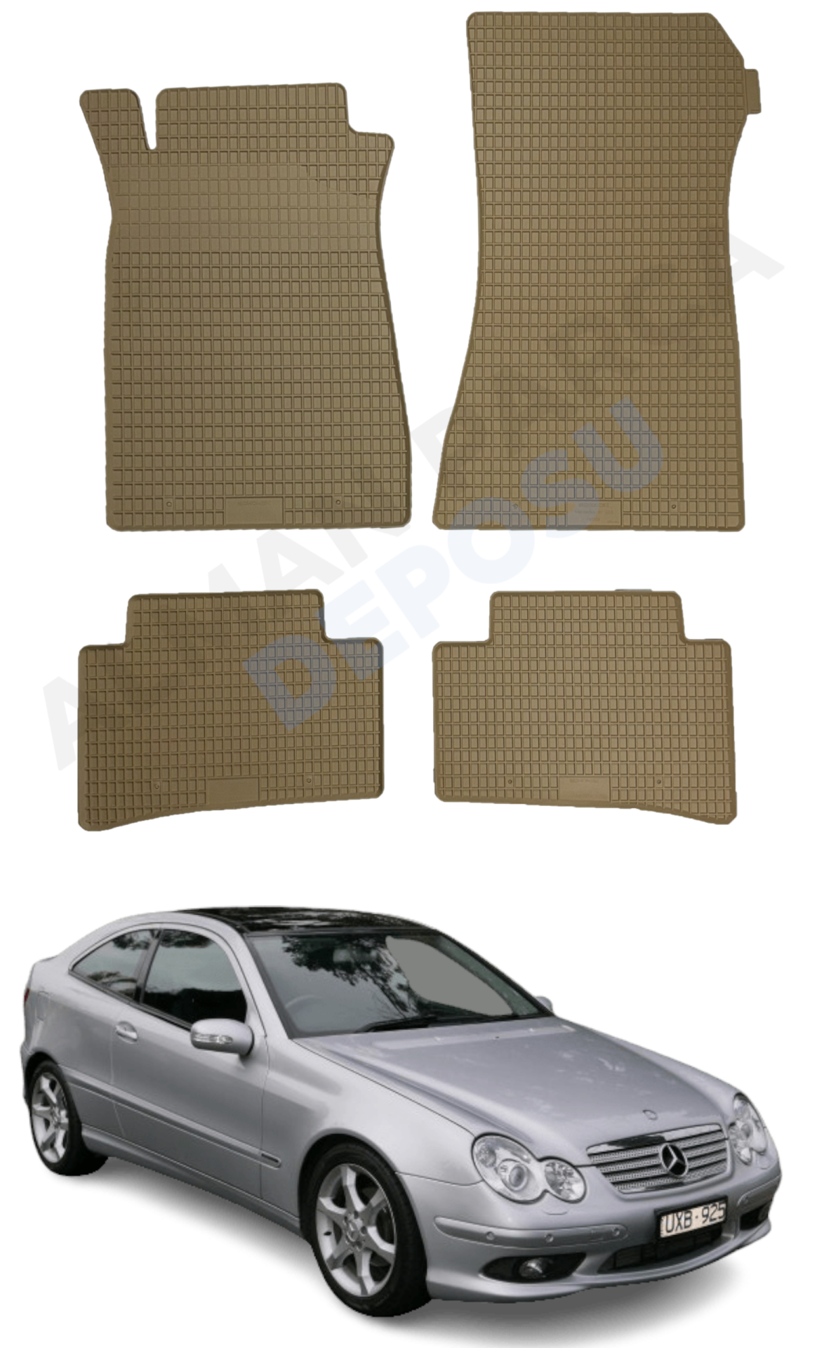 Mercedes C-Class W203 Coupe Beige Rubber Floor Mat