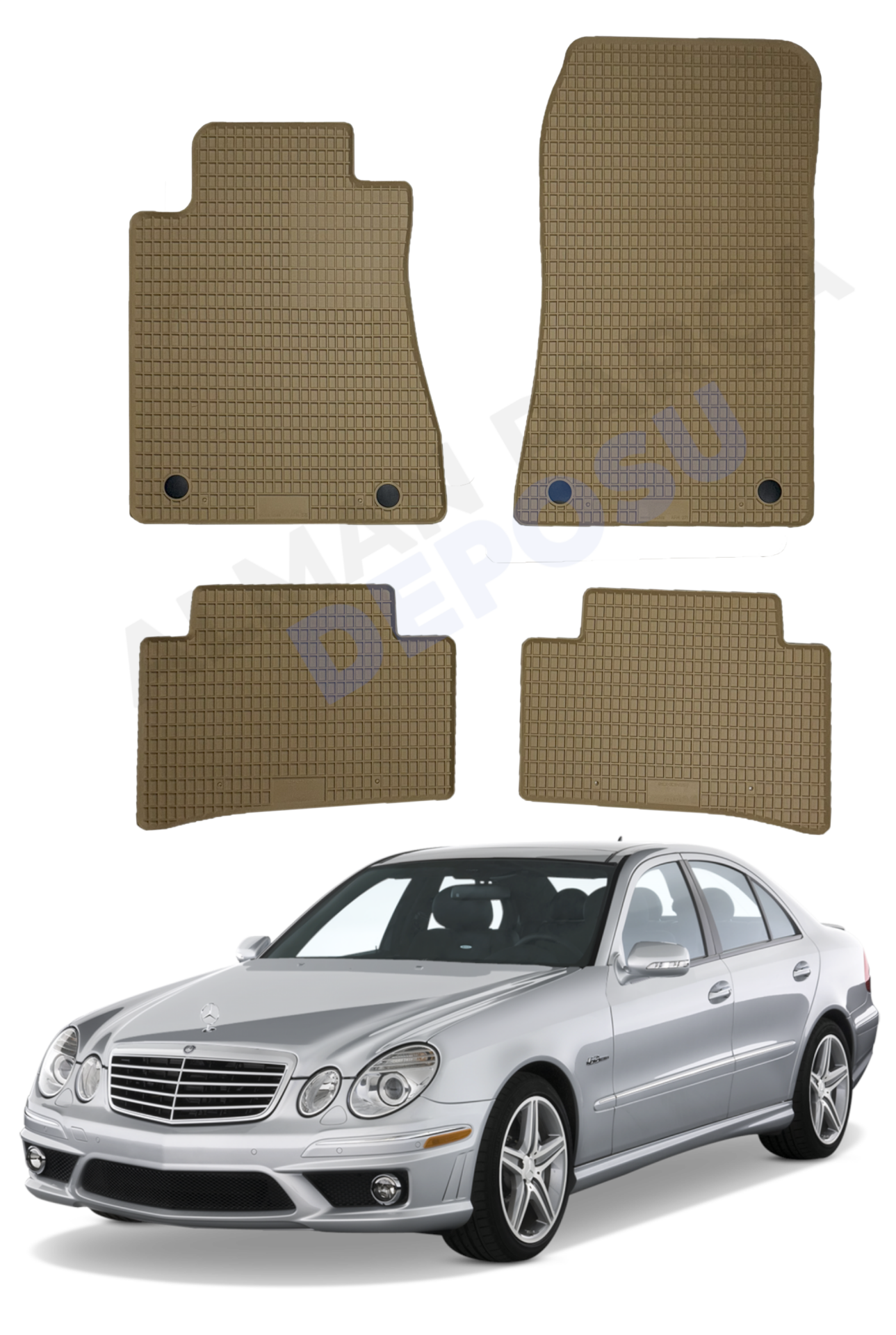 Mercedes W211 Rubber Floor Mat Beige Odorless Original Custom-Cut Schönek
