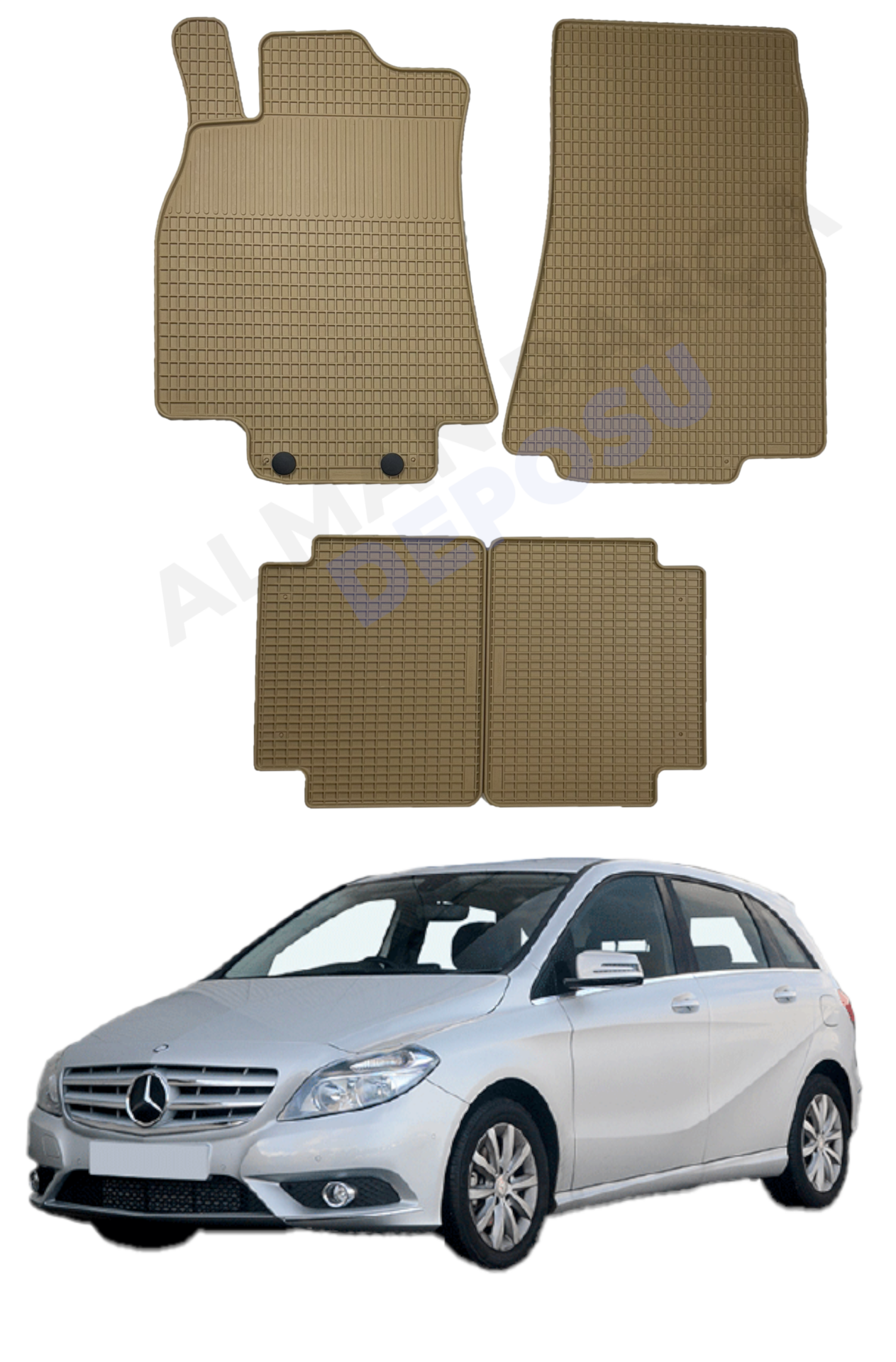 Mercedes W245 Rubber Floor Mat Beige Odorless Original Custom-Cut Schönek