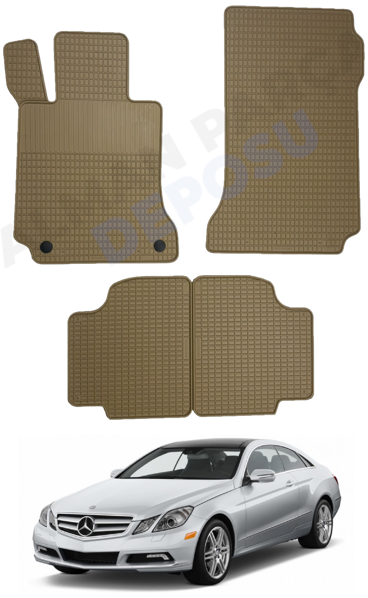 Mercedes W207 Rubber Floor Mat Beige Odorless Original Custom-Cut Schönek