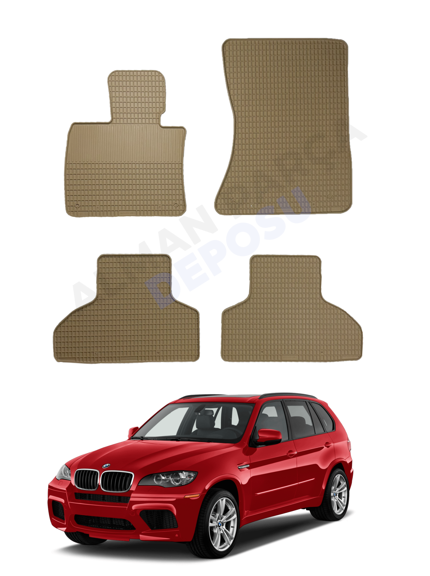 BMW E70 Rubber Floor Mat Beige Odorless Original Custom-Cut Schönek