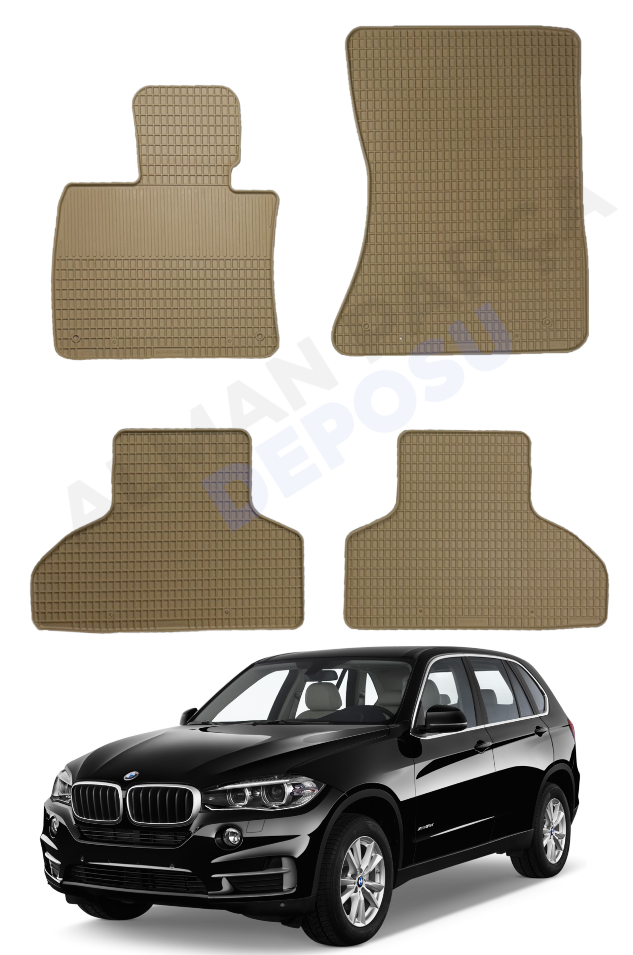 BMW F15 Rubber Floor Mat Beige Odorless Original Custom-Cut Schönek