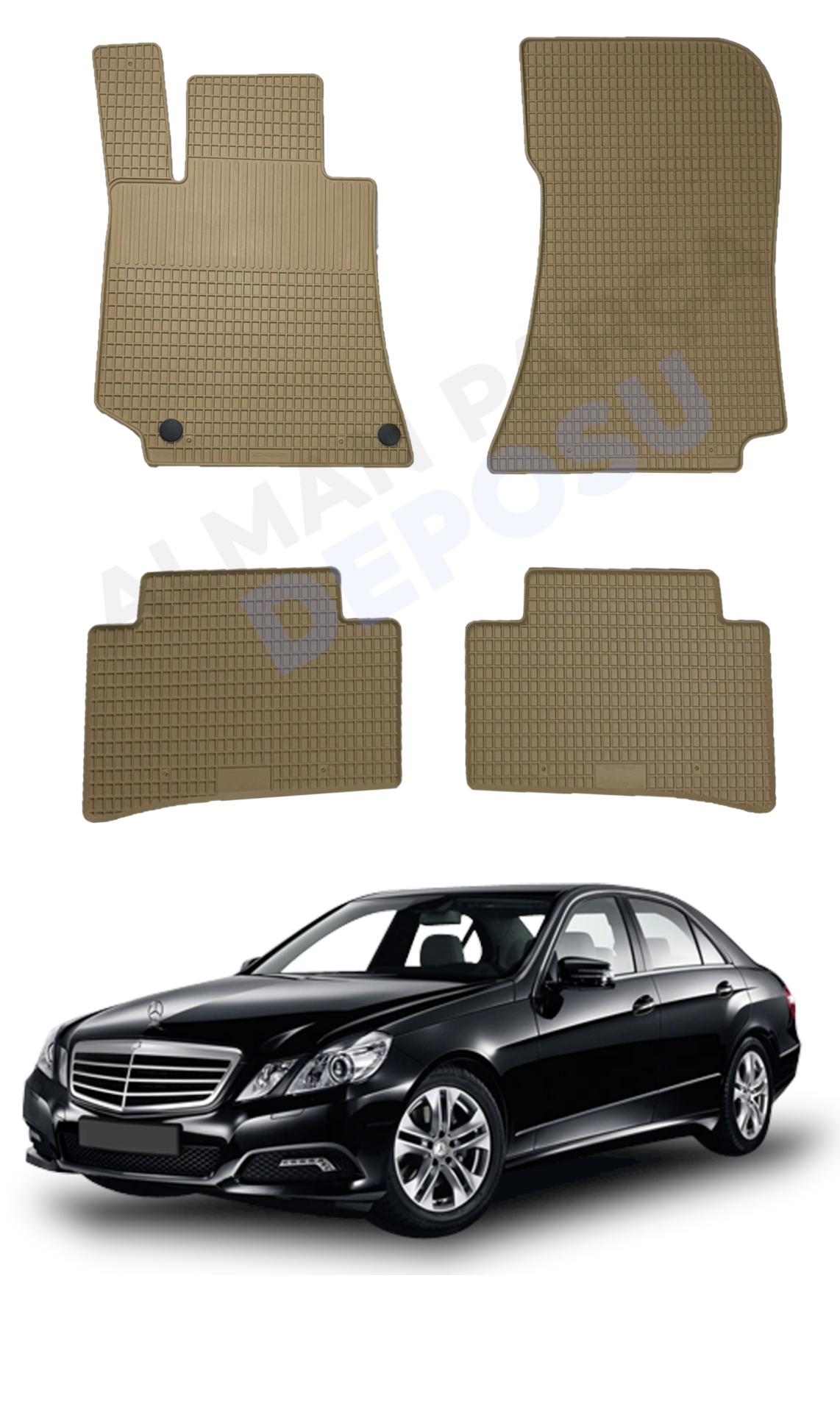Mercedes W212 Rubber Floor Mat Beige Odorless Original Custom-Cut Schönek