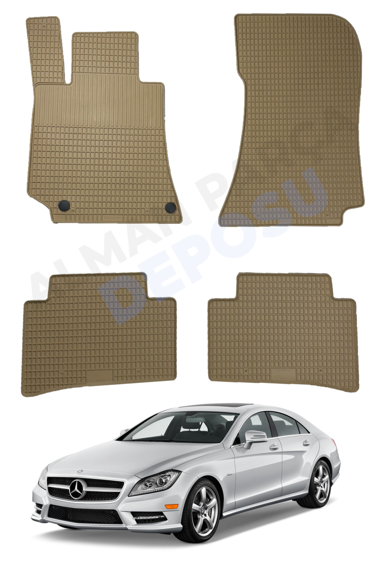 Mercedes W218 Rubber Floor Mat Beige Odorless Original Custom-Cut Schönek