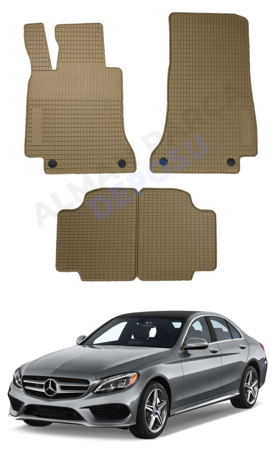 Mercedes W205 Rubber Floor Mat Beige Odorless Original Custom-Cut Schönek