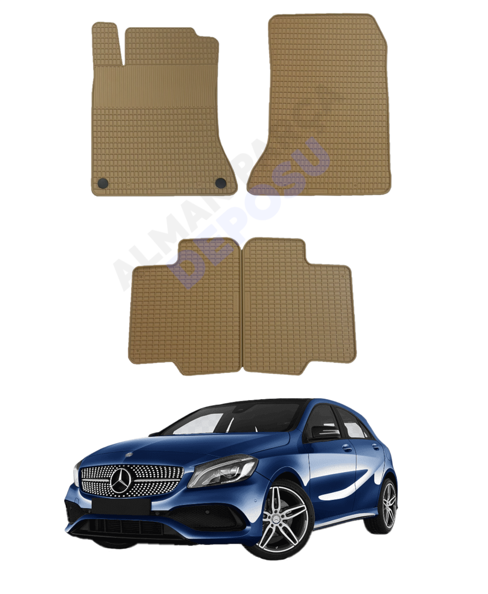 Mercedes W176 Rubber Floor Mat Beige Odorless Original Custom-Cut Schönek