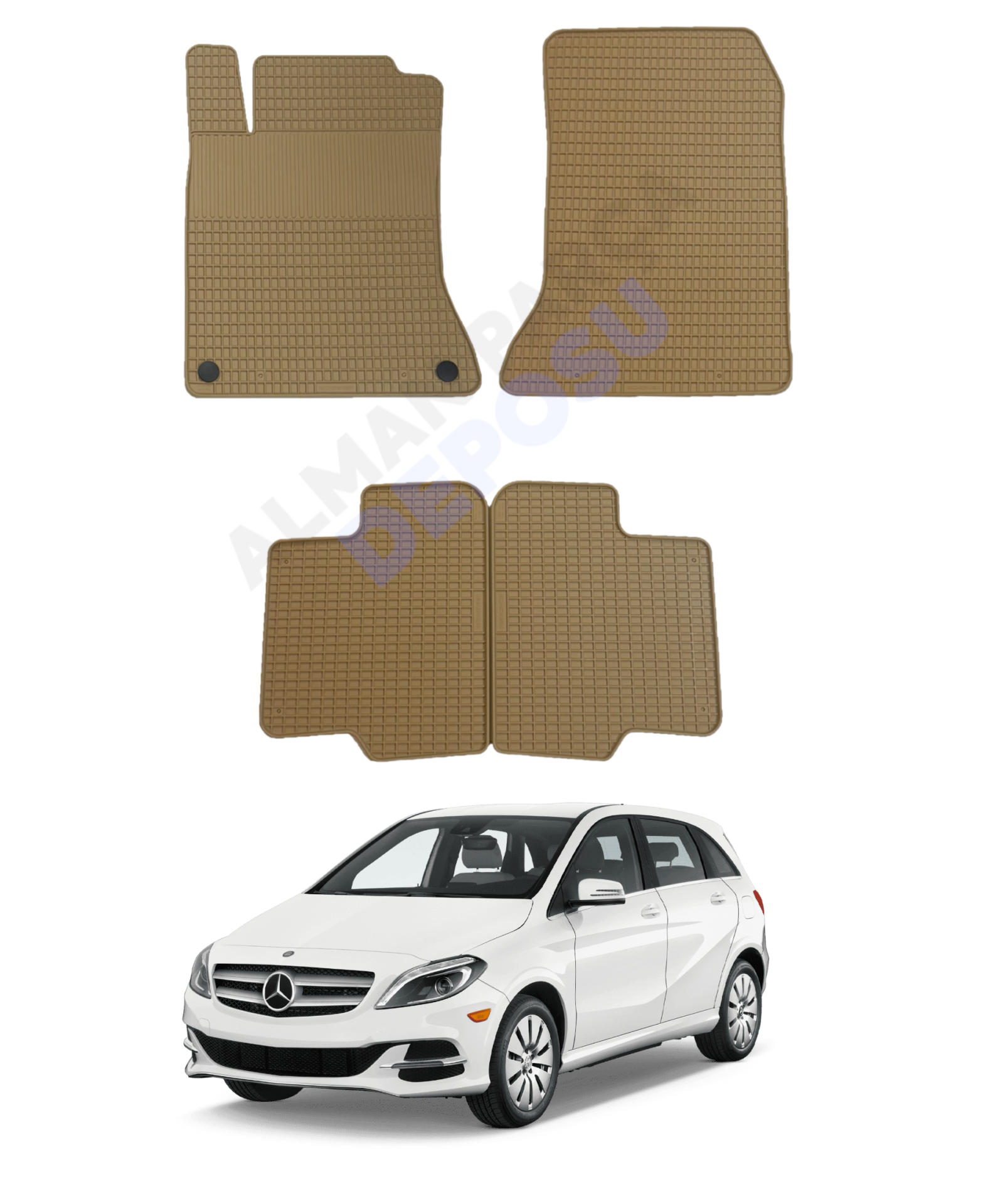 Mercedes W246 Rubber Floor Mat Beige Odorless Original Custom-Cut Schönek
