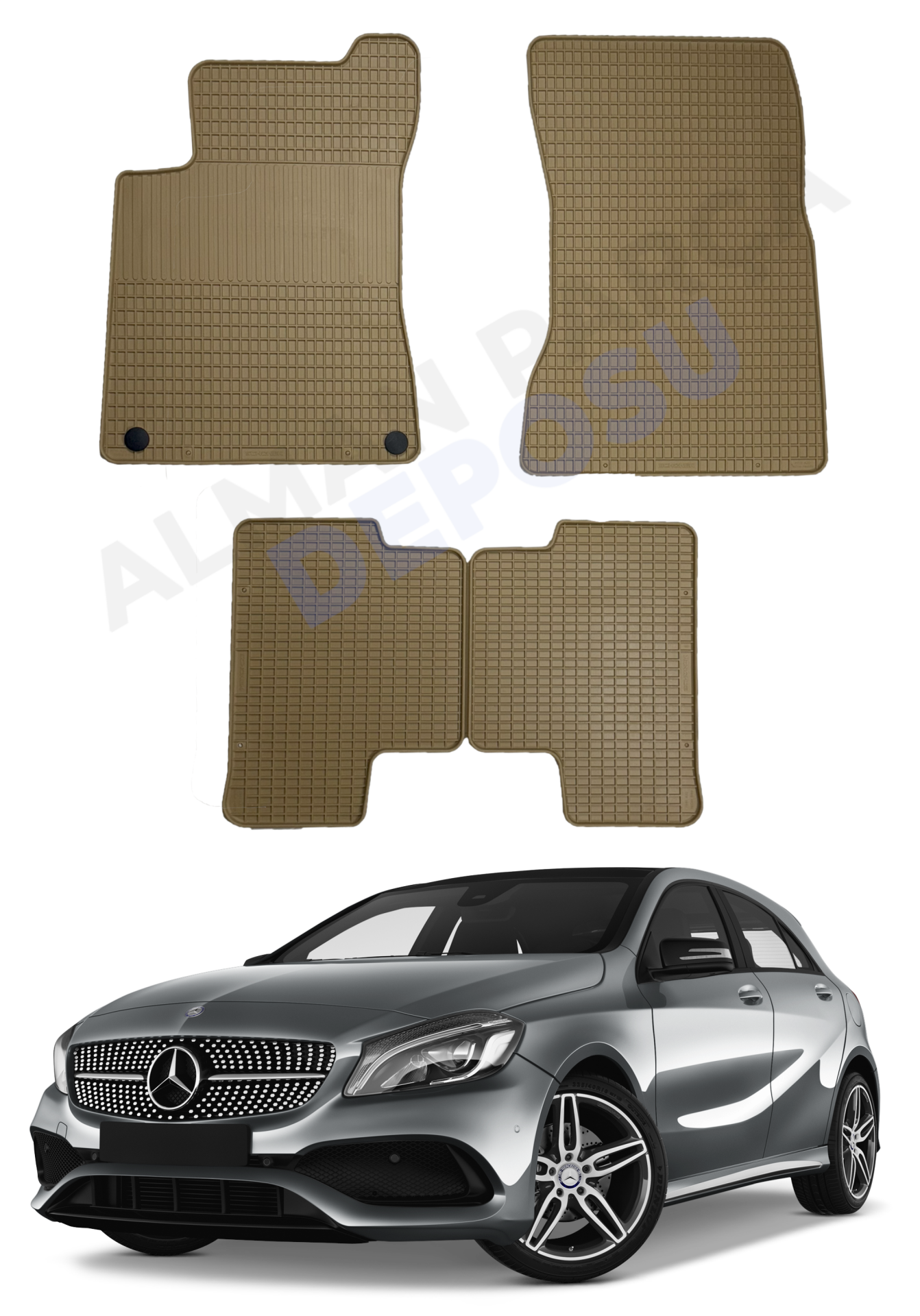 Mercedes W118 Rubber Floor Mat Beige Odorless Original Custom-Cut Schönek