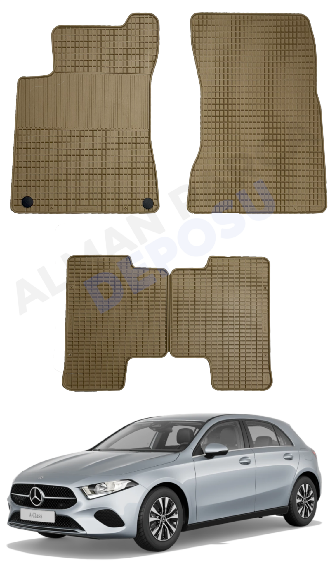 Mercedes W177 Rubber Floor Mat Beige Odorless Original Custom-Cut Schönek