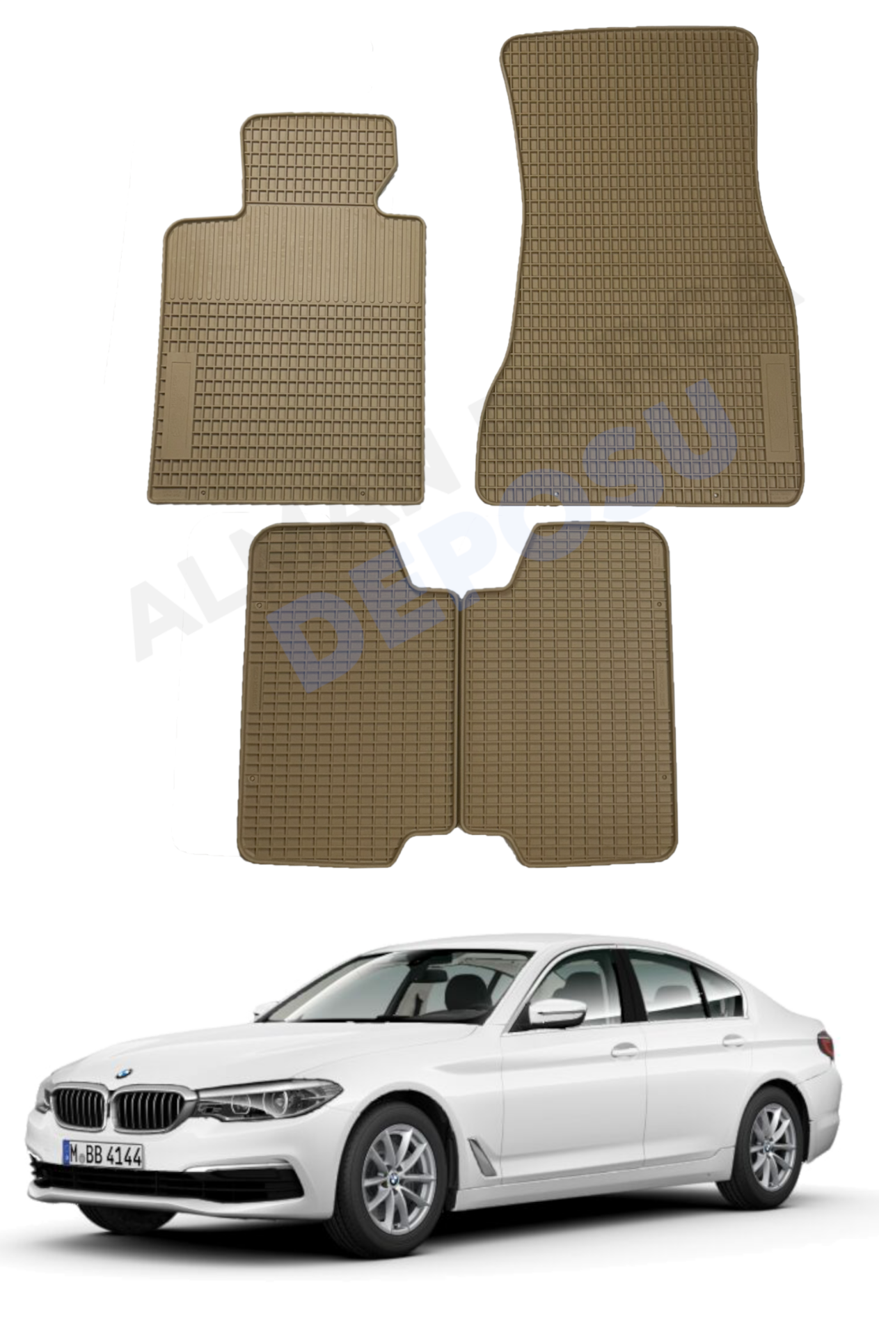 BMW G30 Rubber Floor Mat Beige Odorless Original Custom-Cut Schönek