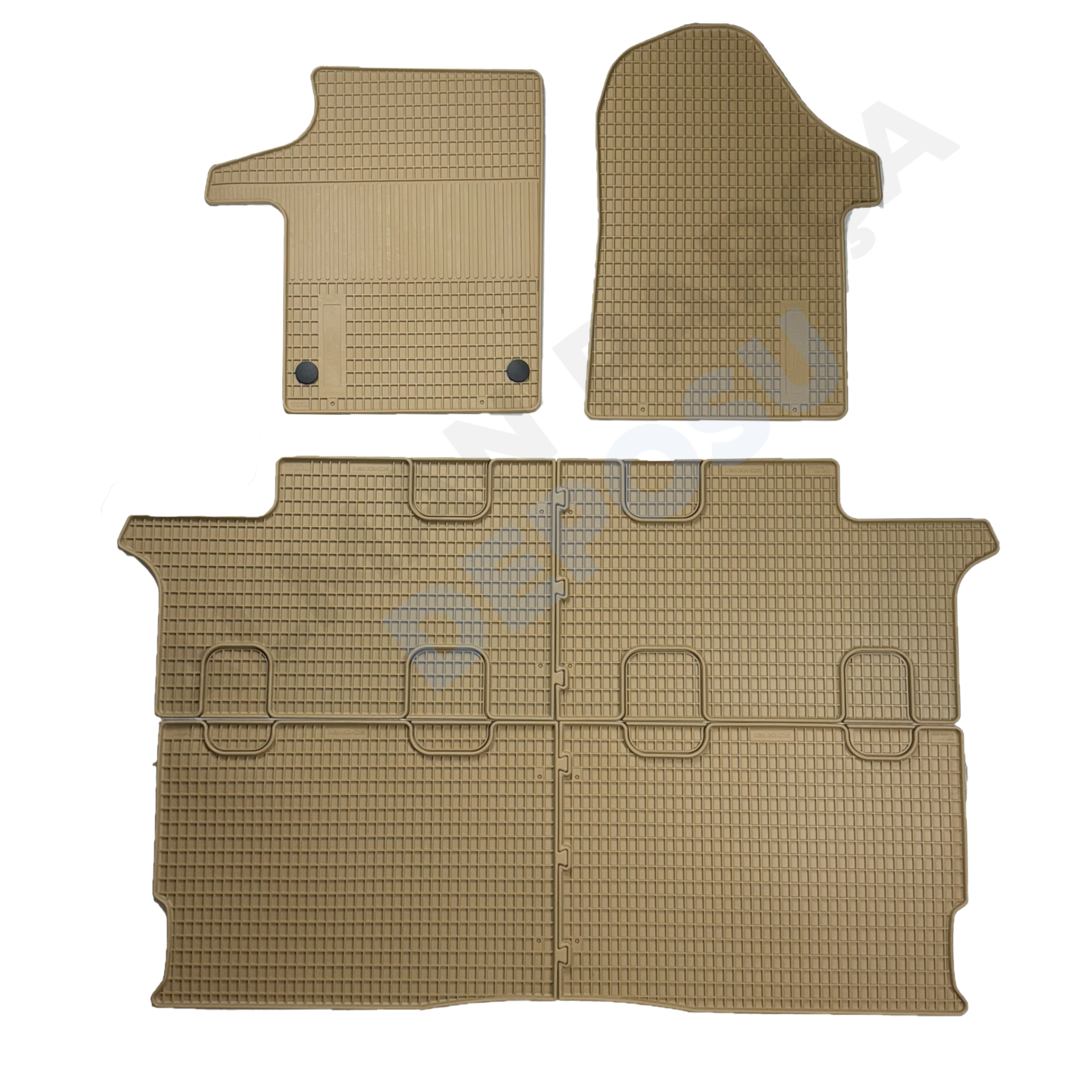 Mercedes W447 Rubber Floor Mat Beige 6 Piece Odorless Original Custom-Cut Schönek