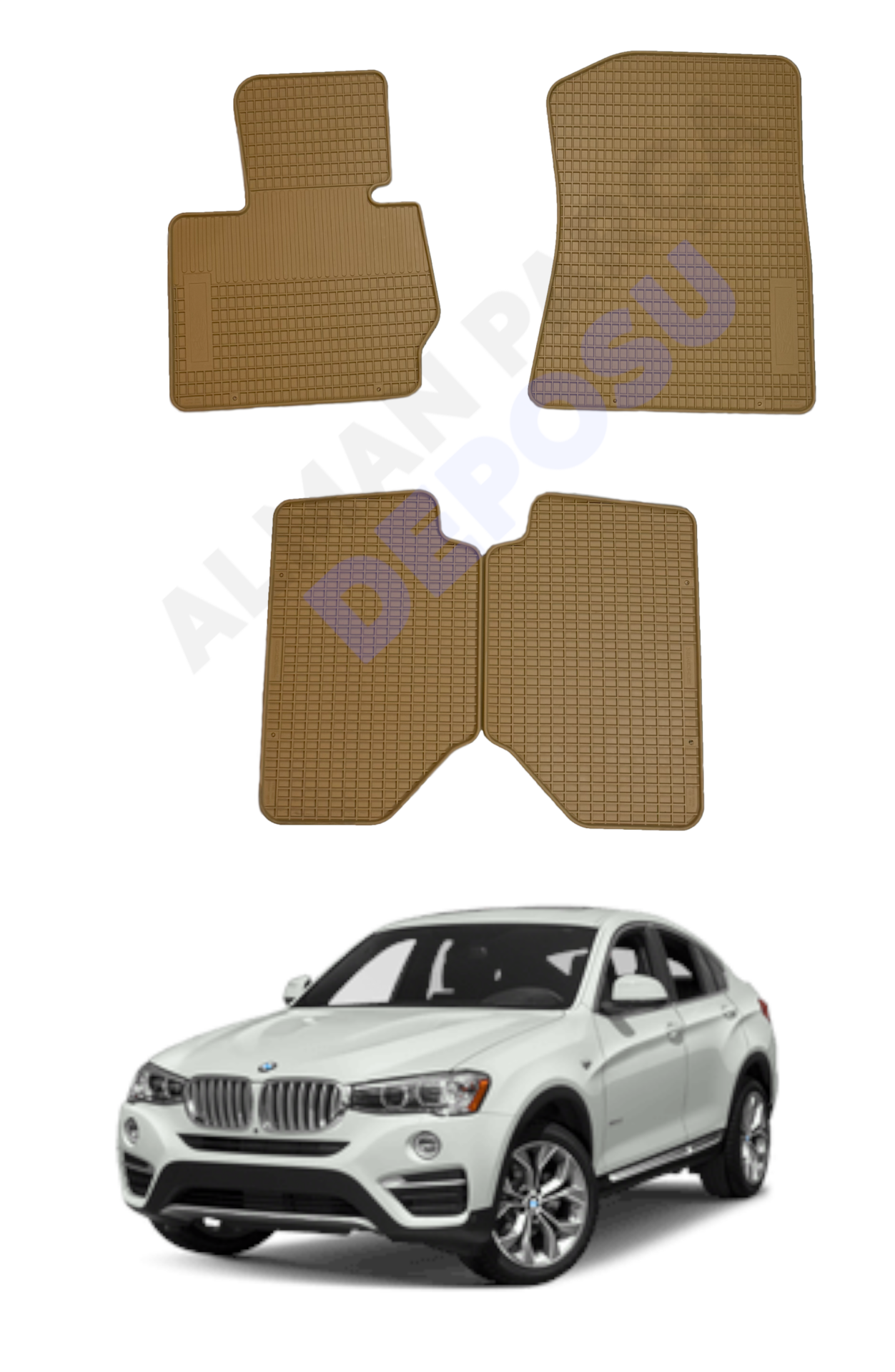 BMW F26 Rubber Floor Mat Beige Odorless Original Custom-Cut Schönek