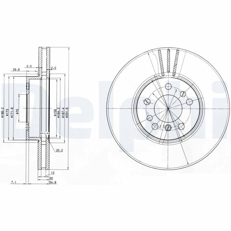 BMW X5 Serisi E53 Fren Diski Ön Havalı 332mm | DELPHI BG3628