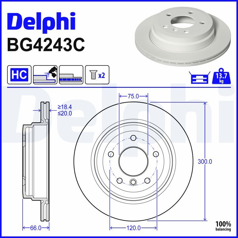 BMW 4 Serisi F32 Fren Diski Ön Havalı 300mm | DELPHI BG4243C