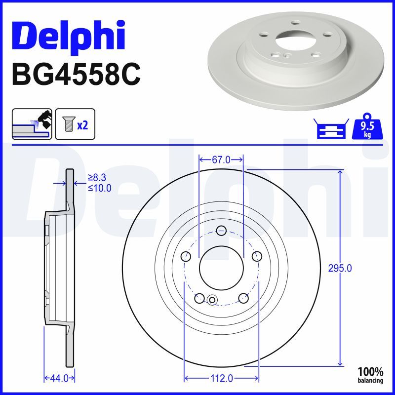 Mercedes W176 Fren Diski Arka Havasız 295mm | DELPHI BG4558C