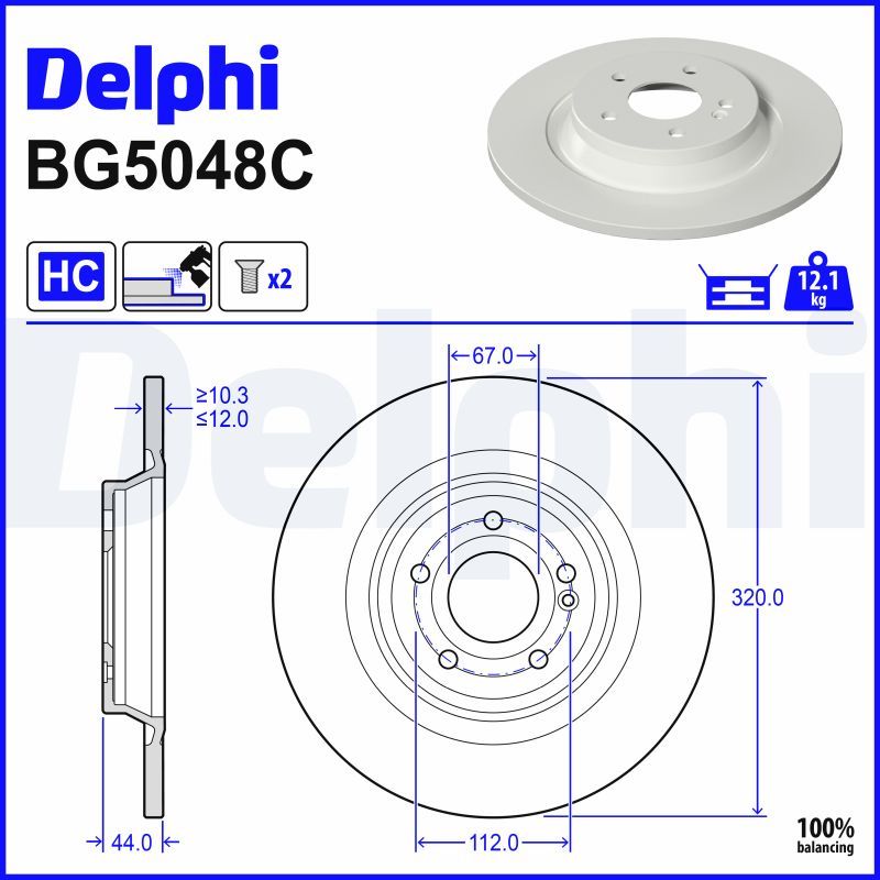 Mercedes W177 Fren Diski Arka Havasız 320mm | DELPHI BG5048C