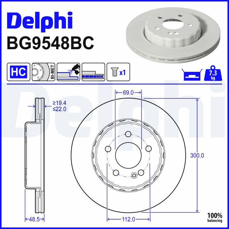 Mercedes W213 Fren Diski Ön Havalı 300mm | DELPHI BG9548BC