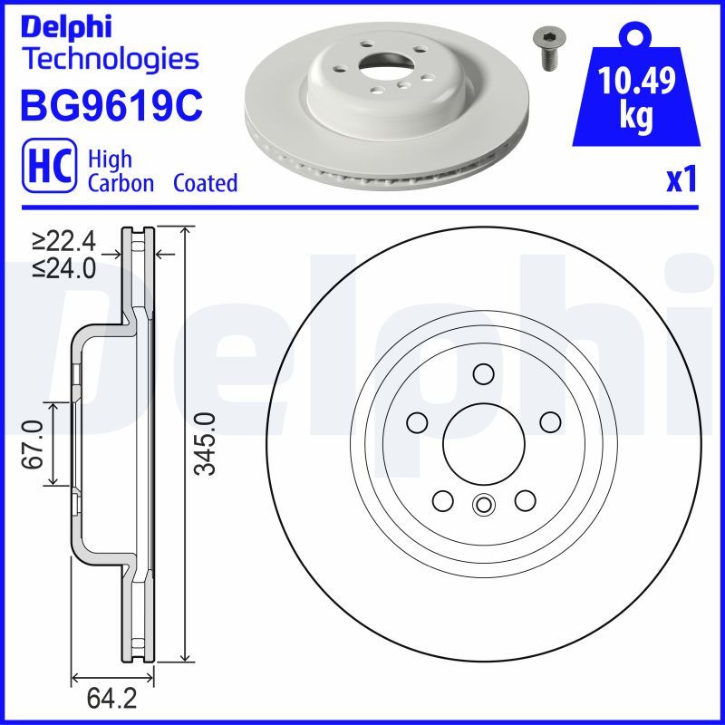 BMW 4 Serisi G22 Fren Diski Ön Havalı 345mm | DELPHI BG9619C