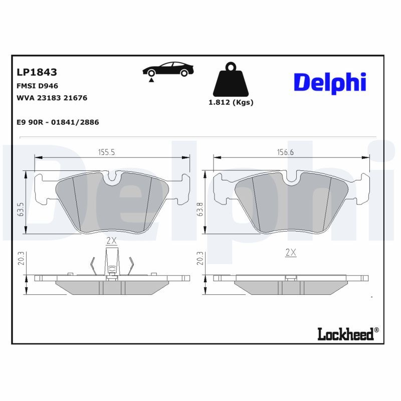 BMW 3 Series E46 El Brake Brake Pad Set | DELPHI LP1843