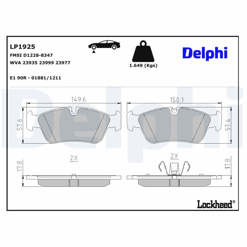 BMW 3 Serisi E90 Fren Balatası Ön | DELPHI LP1925