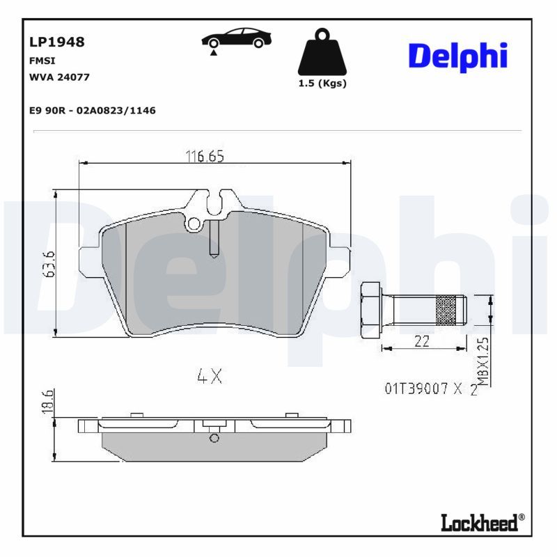 Mercedes W169 Fren Balatası Ön | DELPHI LP1948