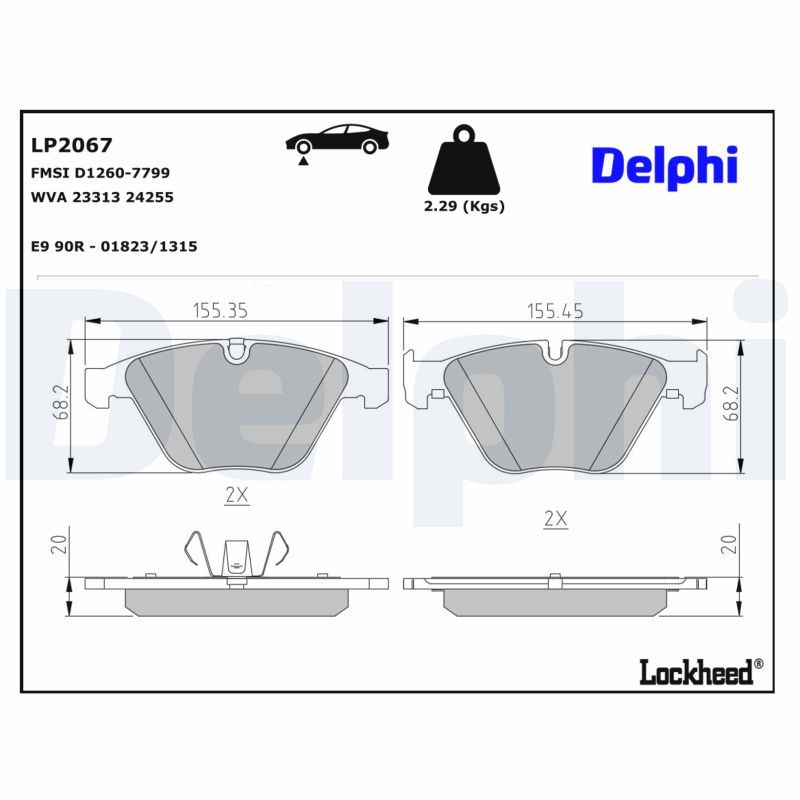 BMW 3 Serisi E90 Fren Balatası Ön | DELPHI LP2067