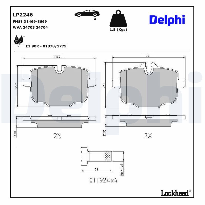 BMW 5 Serisi F10 Fren Balatası Arka | DELPHI LP2246