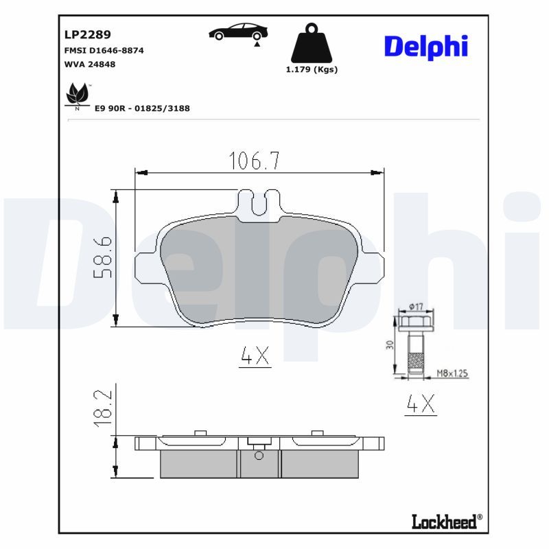 Mercedes W176 Fren Balatası Arka | DELPHI LP2289