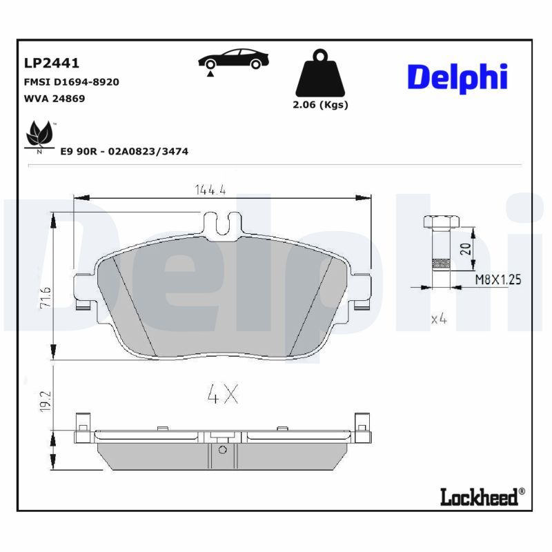 Mercedes W117 Fren Balatası Ön | DELPHI LP2441
