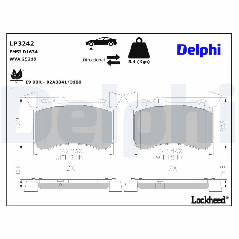 Mercedes W117 Fren Balatası Ön | DELPHI LP3242