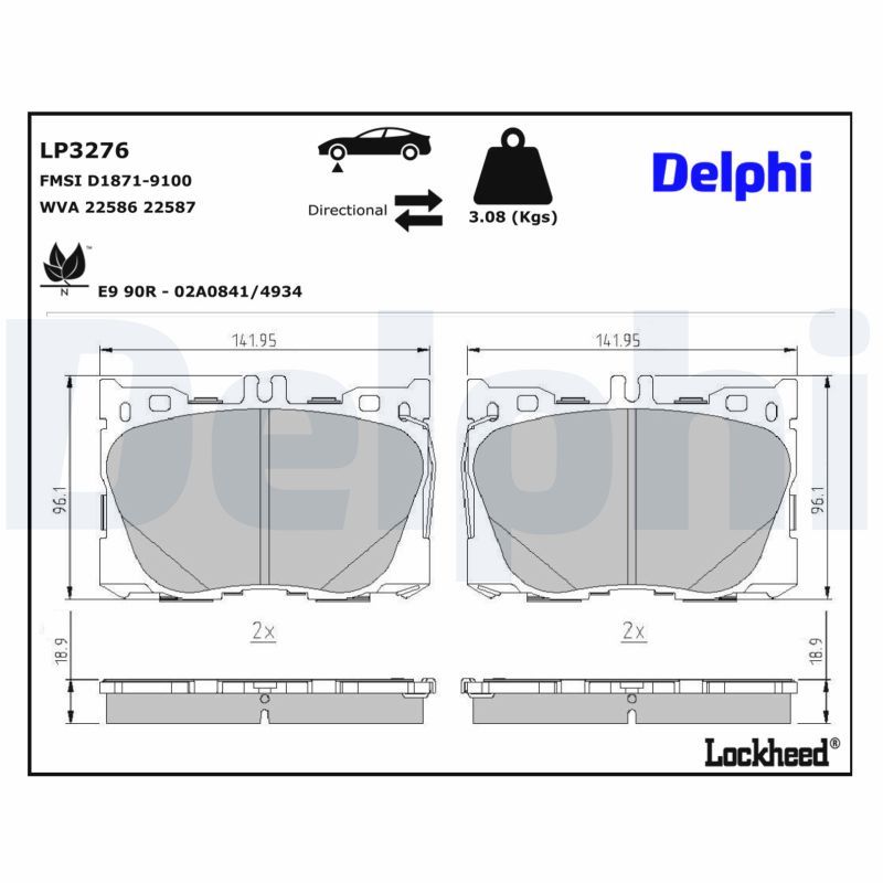Mercedes W205 Fren Balatası Ön | DELPHI LP3276