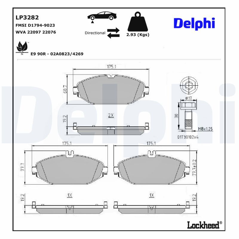 Mercedes W213 Fren Balatası Ön | DELPHI LP3282