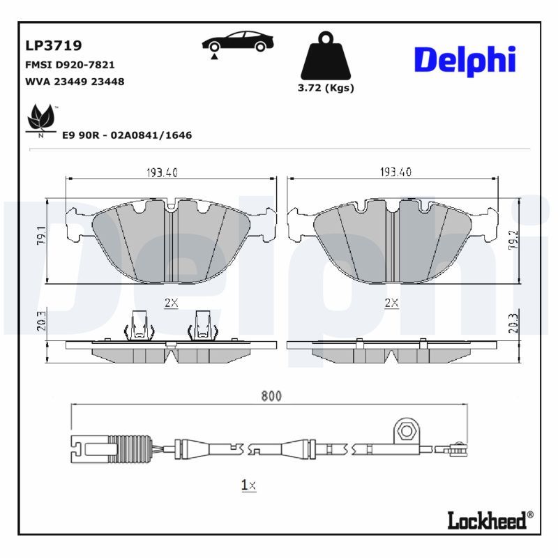 BMW X5 Serisi E53 Fren Balatası Ön Kontaklı | DELPHI LP3719