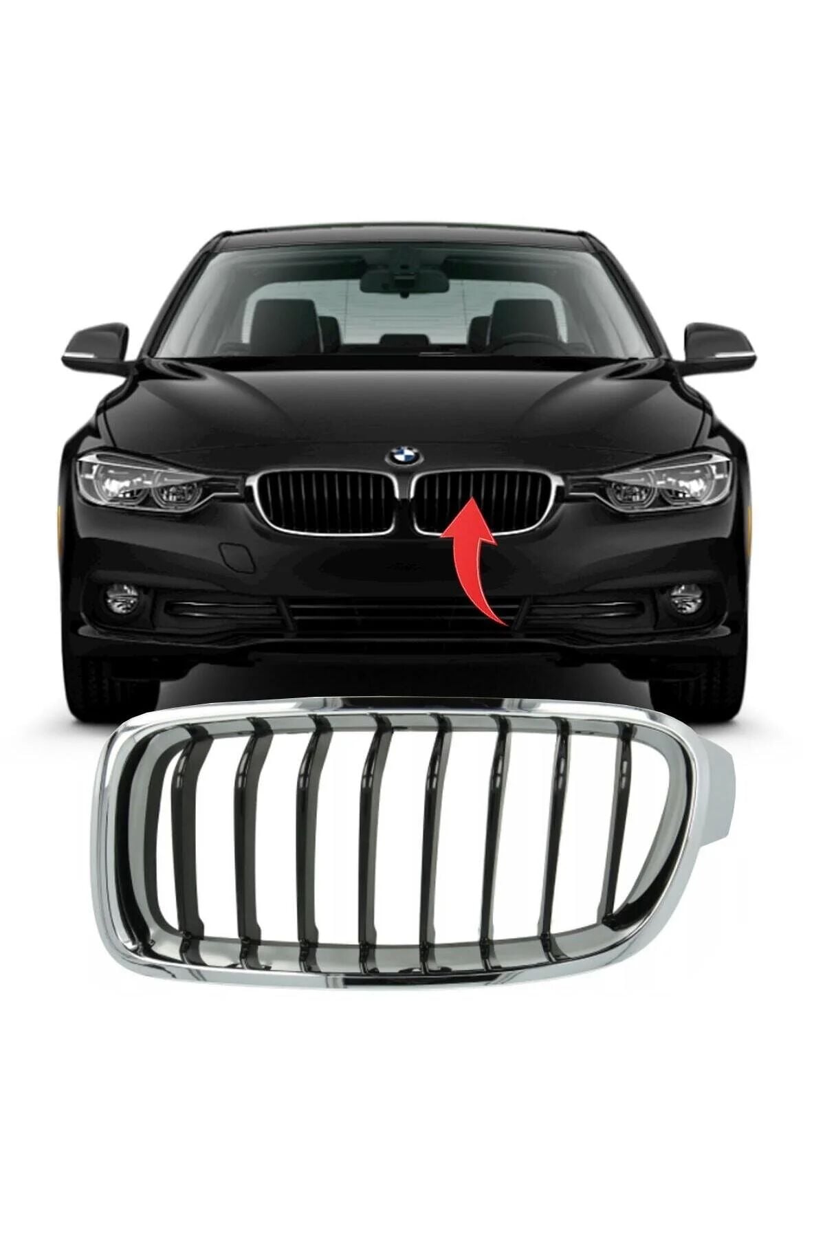 BMW 3 Series F30 Left Grille Chrome Inside Black | ITHAL