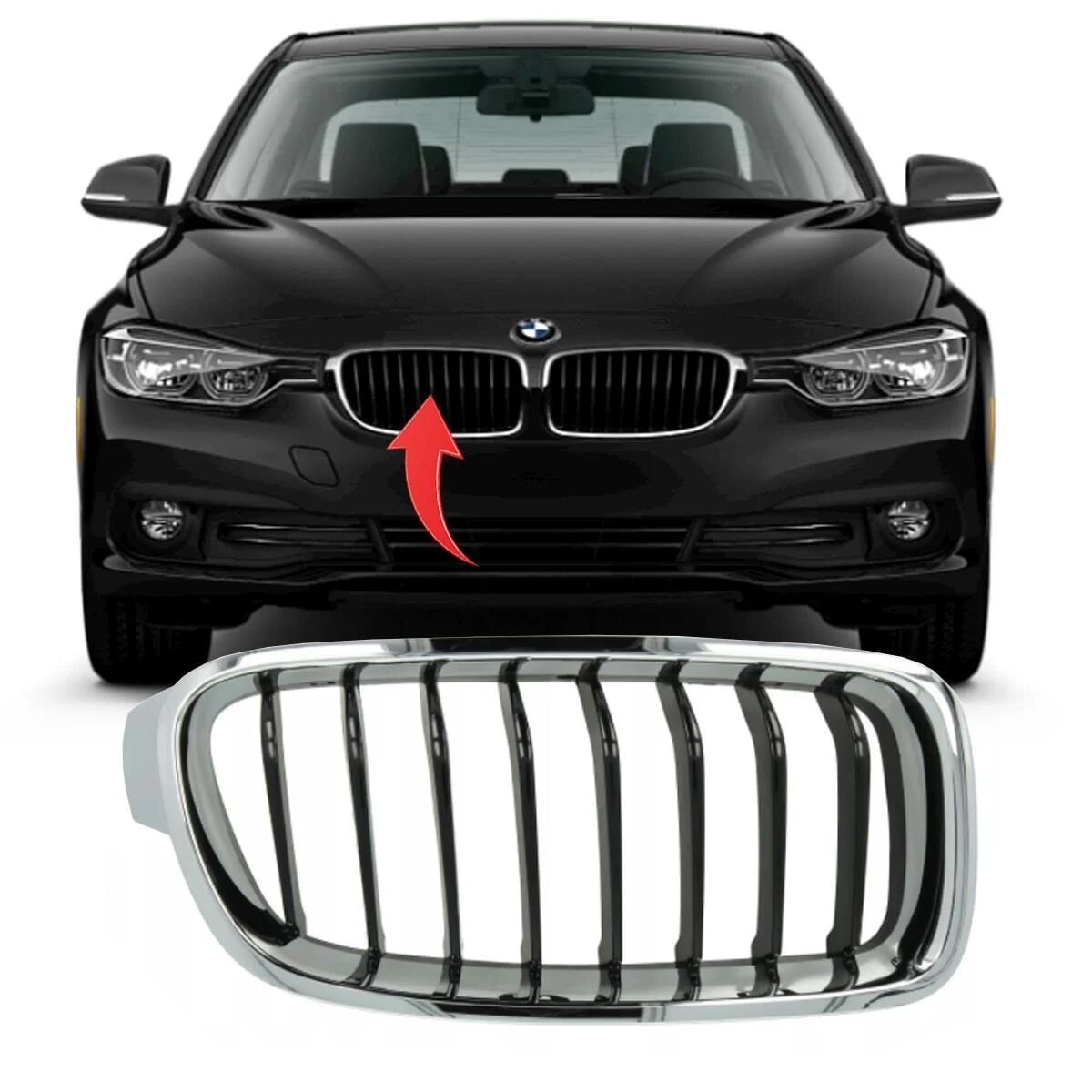 BMW 3 Series F30 Right Grille Chrome Inside Black | ITHAL