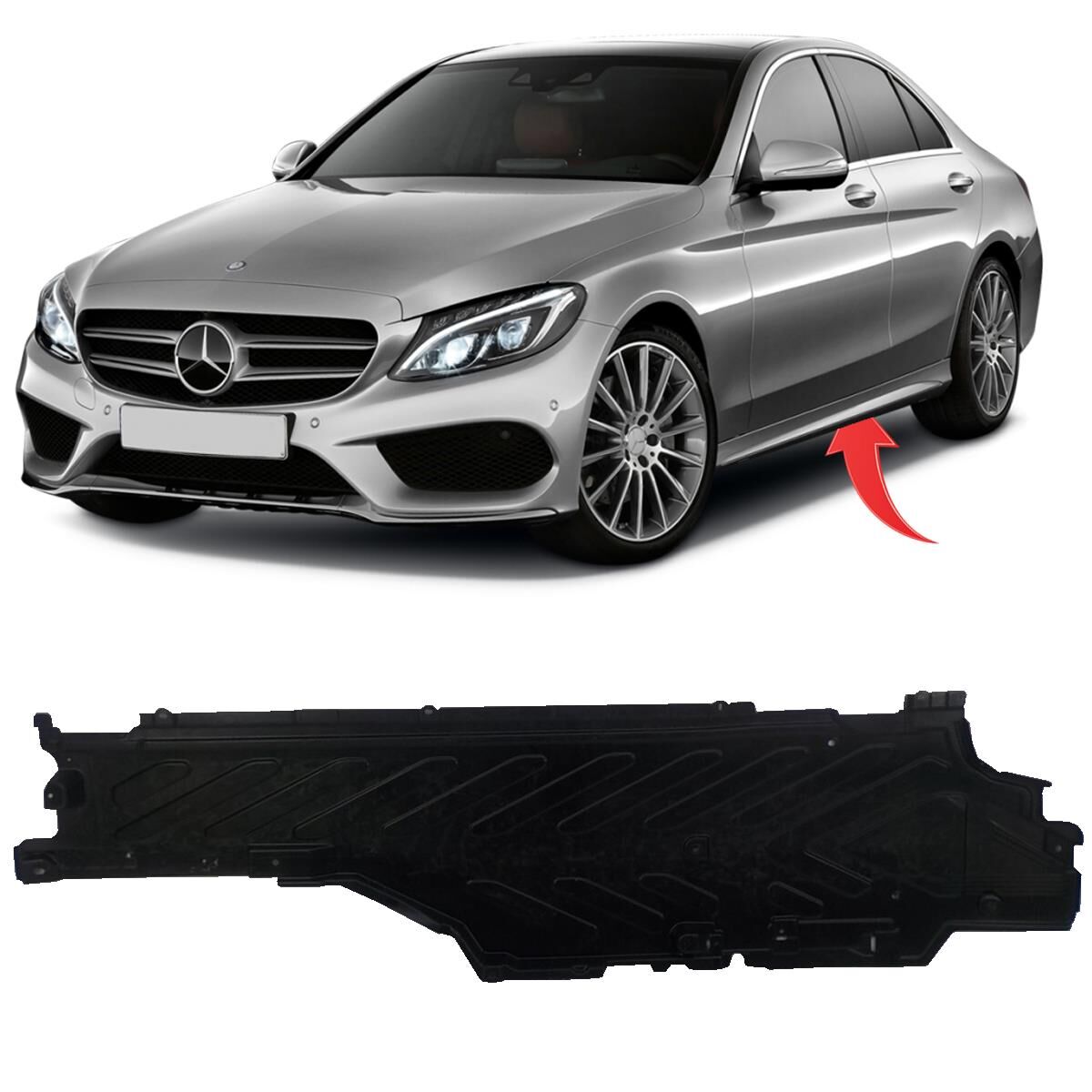 Mercedes C-Class W205 Left Underbody Shield - OEM Quality