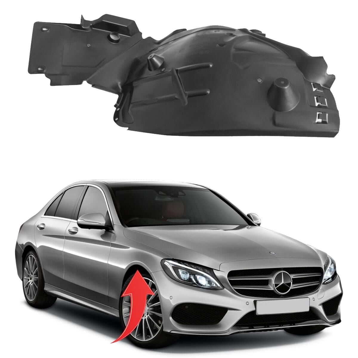 Mercedes C-Class W205 Front Right Mudguard Liner