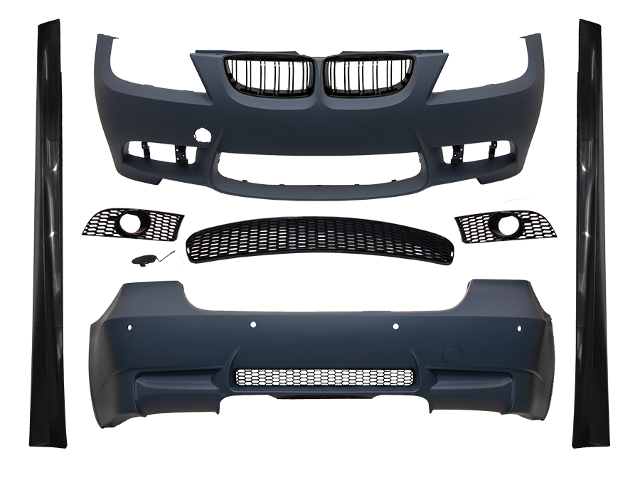 BMW 3 Serisi E90 2004-2012 M3-STYLE Gövde Kiti Sis Delikli PDC'li Arka Çift Egzoz Çıkışlı Marşpiyeli Panjurlu | WENDER BA0902104