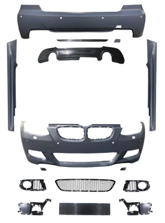 BMW 3 Serisi E92 2005-2013 M-Tech Gövde Kiti Far Yıkamalı PDC'li Ön/Arka Çift Egzoz Çıkışlı Marşpiyeli | WENDER BA0922105