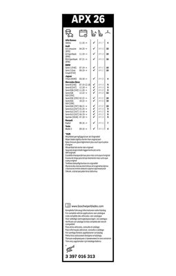 Mercedes W246 B 200d Wiper Set Plus Driver Side | BOSCH 3397016313