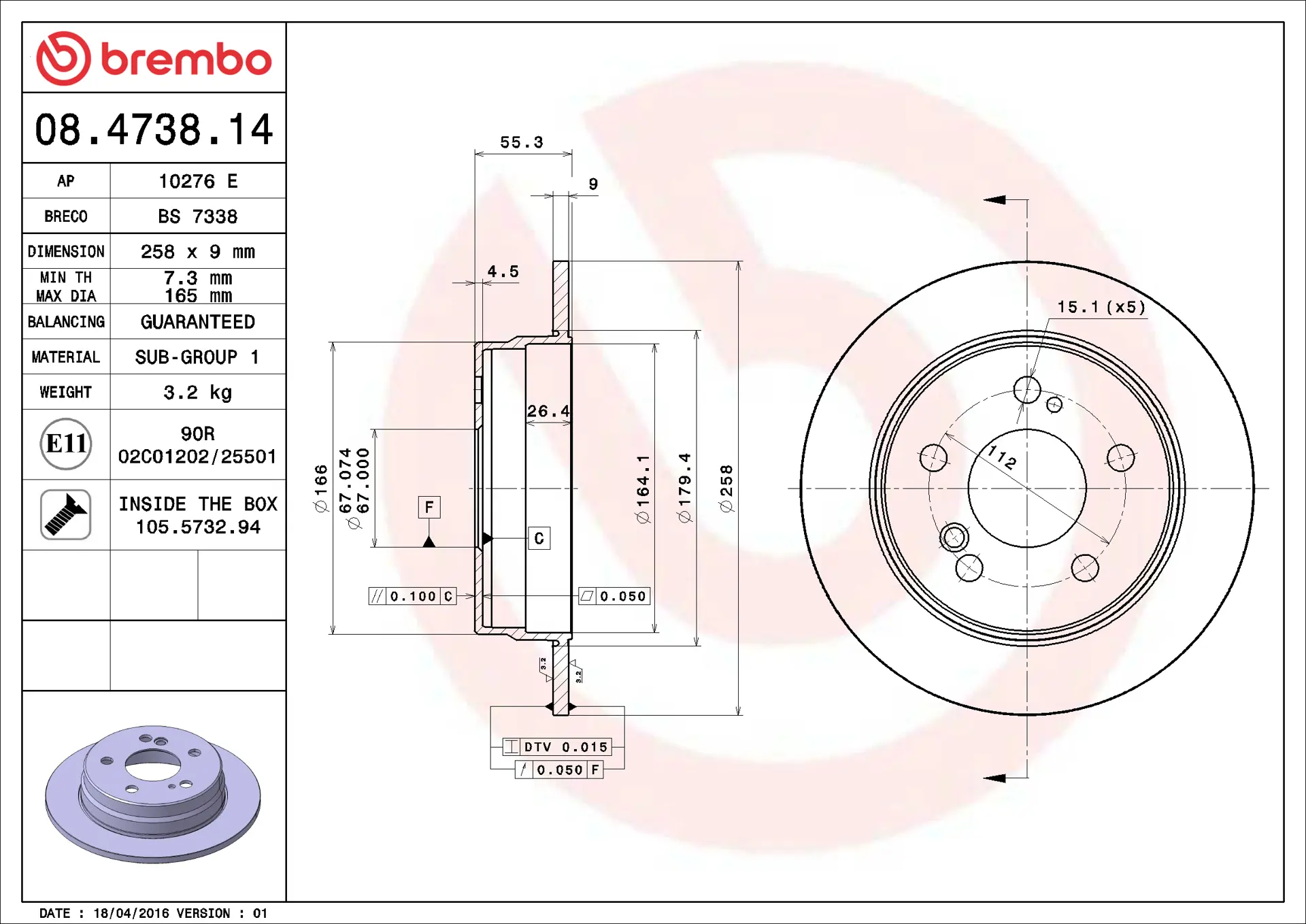 Mercedes W124 Kasa 200 Ön ve arka Fren Diski | BREMBO 08473814